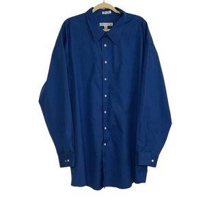 Joseph & Feiss Mens Blue Dress Shirt Button Front Long Sleeve Non Iron Size 20T
